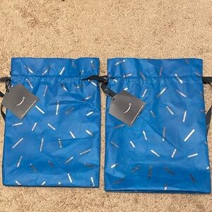 EUC Two Amazon Blue & Silver Reusable Gift Bag with satin-like black drawstrings